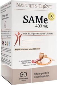 Nature's Trove SAM-e 400mg 60 Enteric Coated Caplets. Vegan, Kosher, Non-GMO Project Verified, Soy Free, Gluten Free - Cold Form Blister Packed